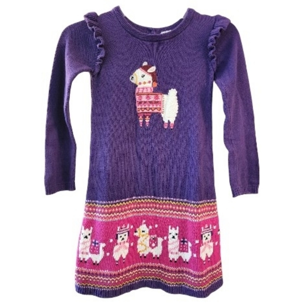 Gymboree Kids' Purple Little Llamas Sweater Dress - Size 7
